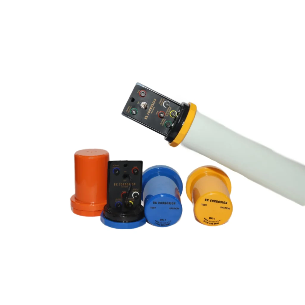 BK Corrosion test coupons and head with color-coded caps for corrosion testing.