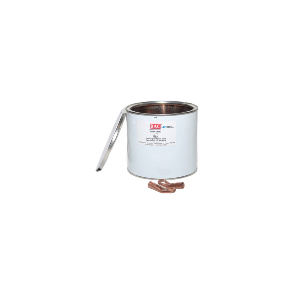 Industrial corrosion prevention product with lid and copper grounding strap.